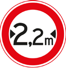 verkeersbord verboden voor verkeer dat breder is dan 2.20 meter