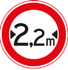 verkeersbord verboden voor verkeer dat breder is dan 2.20 meter